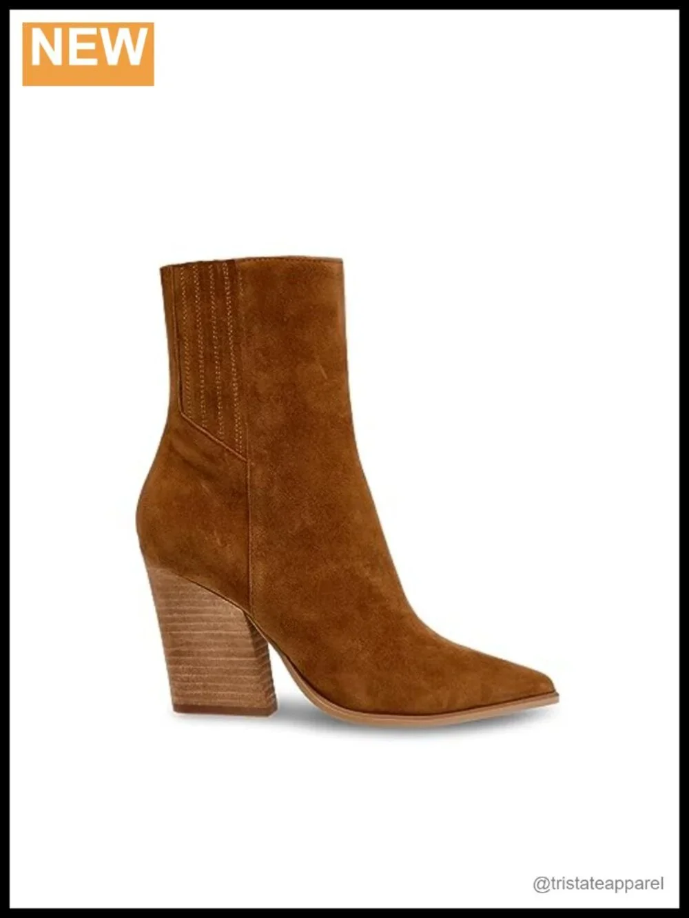 Steve Madden Rickki Ankle Boots Pointed Toe Cuban Heel Leather Zip